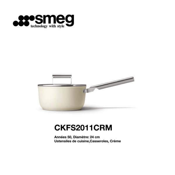 Casserole smeg 24cm Beige CKFS2011CRM