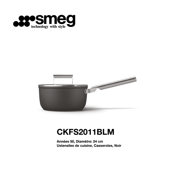 Casserole smeg 24cm couleur Noir CKFS2011BLM