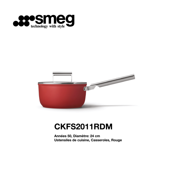 Casserole smeg 24cm couleur Rouge CKFS2011RDM