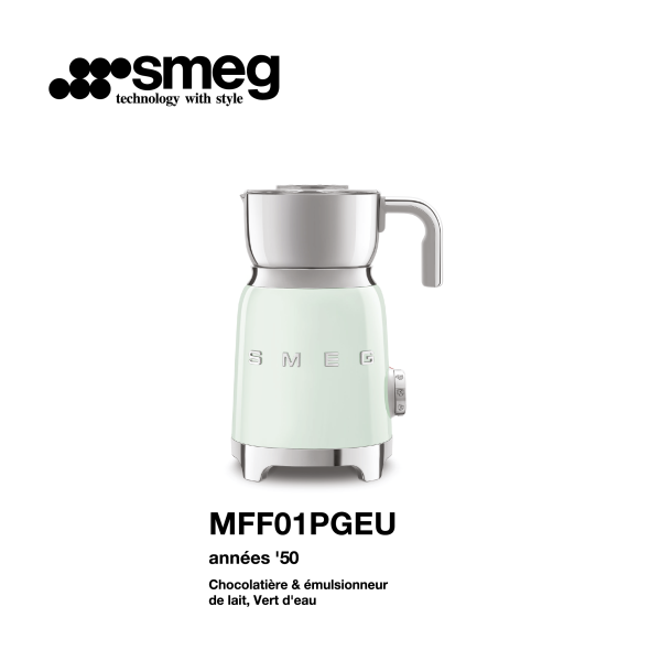 Chocolatières et Emulsionneur a lait SMEG couleur vert d’eau MFF01PGEU