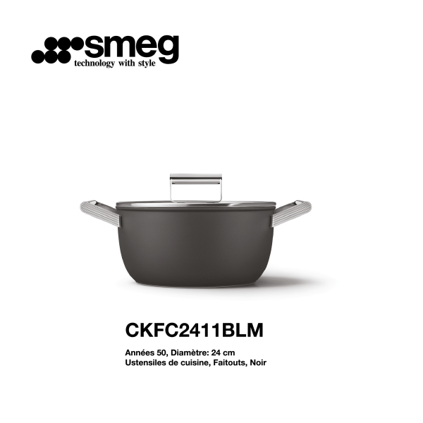 Faitout Smeg 24cm couleur Noir CKFC2411BLM