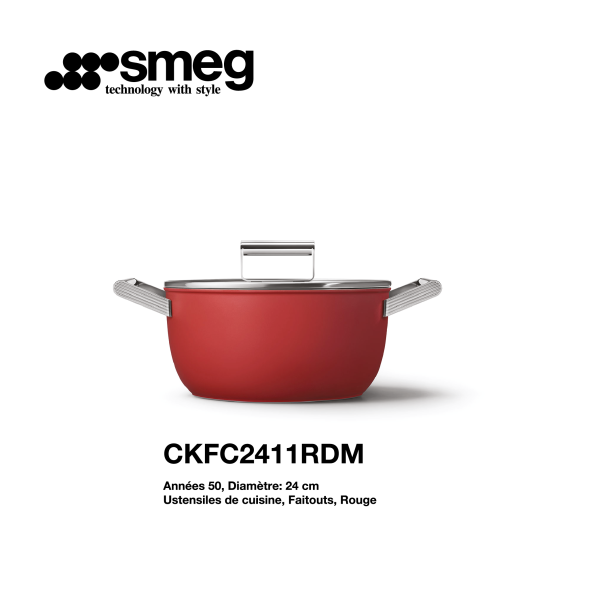 Faitout Smeg 24cm couleur Rouge CKFC2411RDM