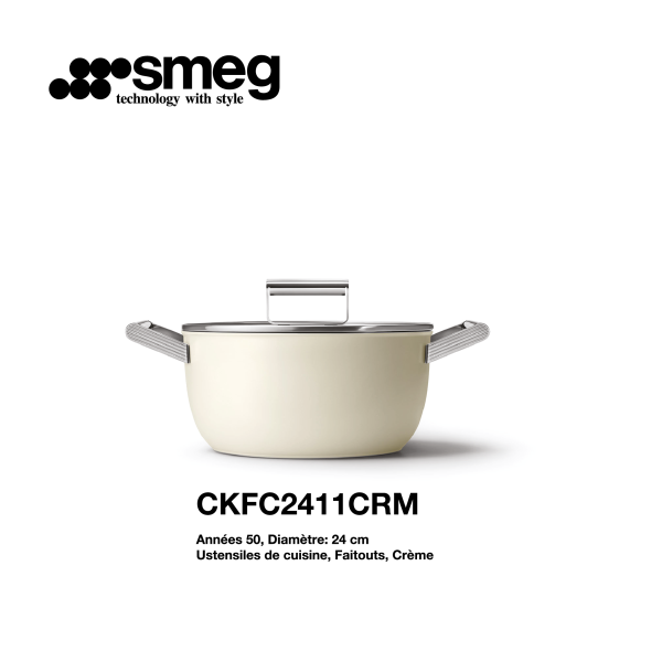 Faitout Smeg 24cm couleur crème CKFC2411CRM