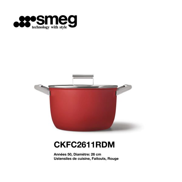 Faitout Smeg 26cm couleur Noir CKFC2611RDM