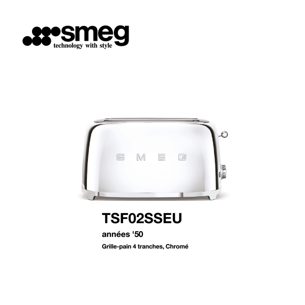 Grille-pain 4 tranches smeg Couelur Chromé TSF02SSEU