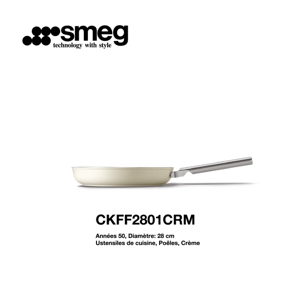 Poêle smeg 28cm couleur crème CKFF2801CRM
