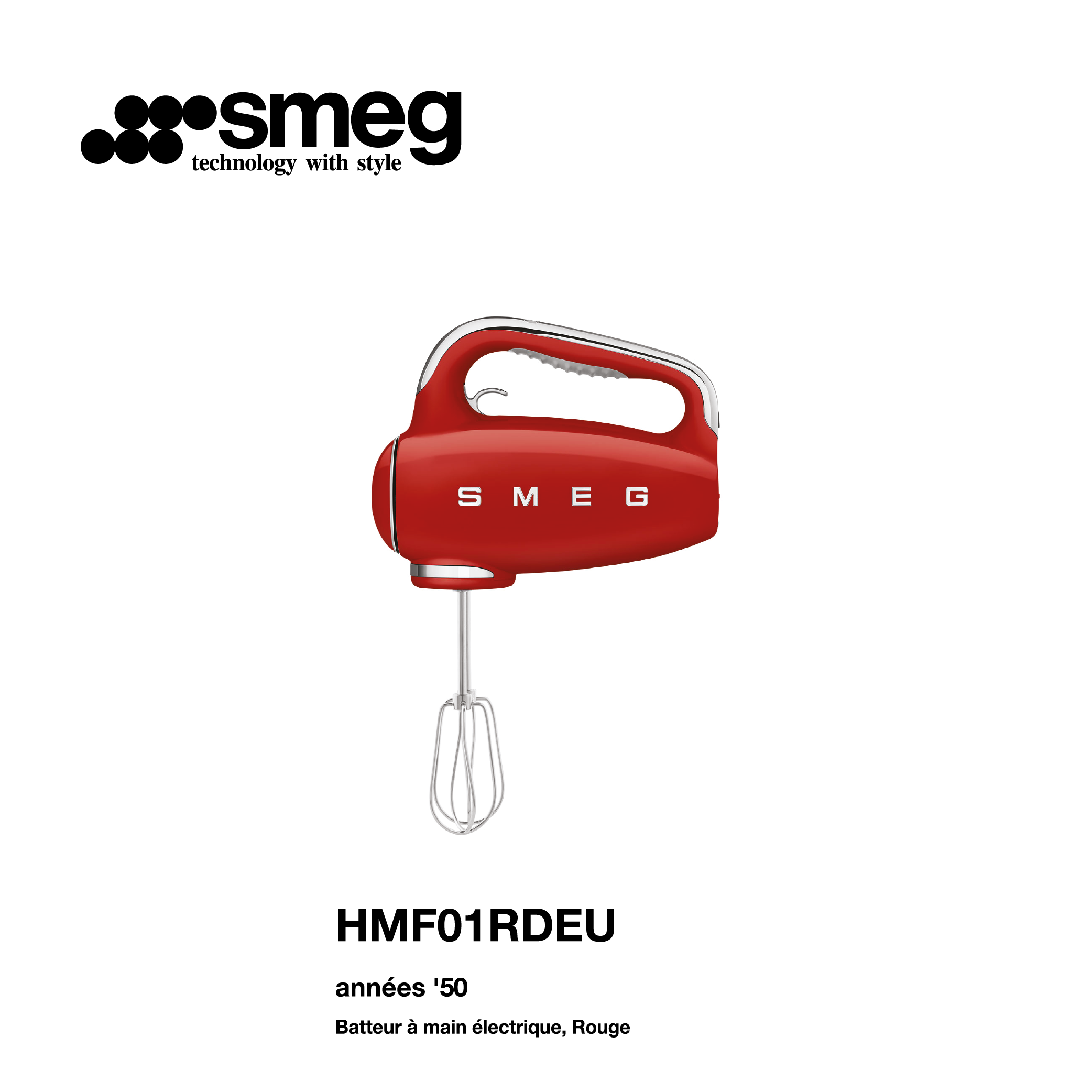 batteur à main électrique SMEG couleur Rouge HMF01RDEU