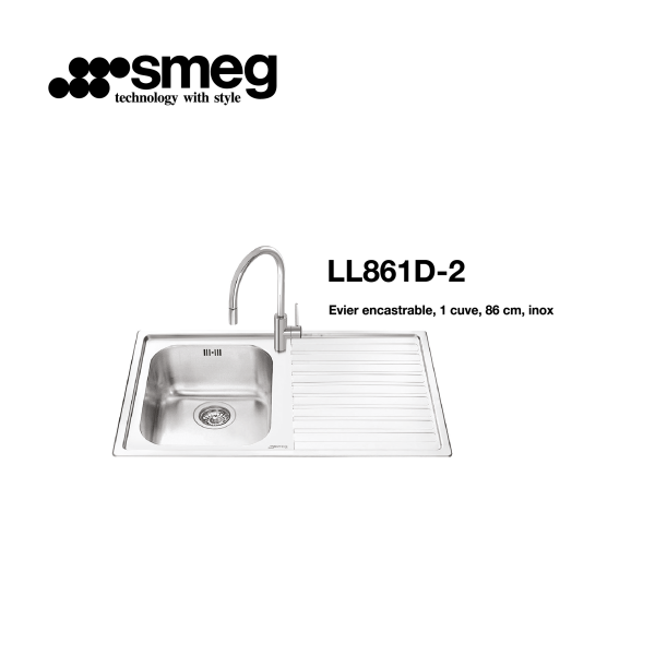évier encastrable 2 cuves 86cm inox LL861D-2