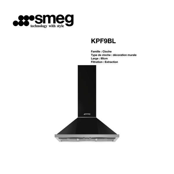 hotte aspirante décorative murale 90cm NOIR KPF9BL
