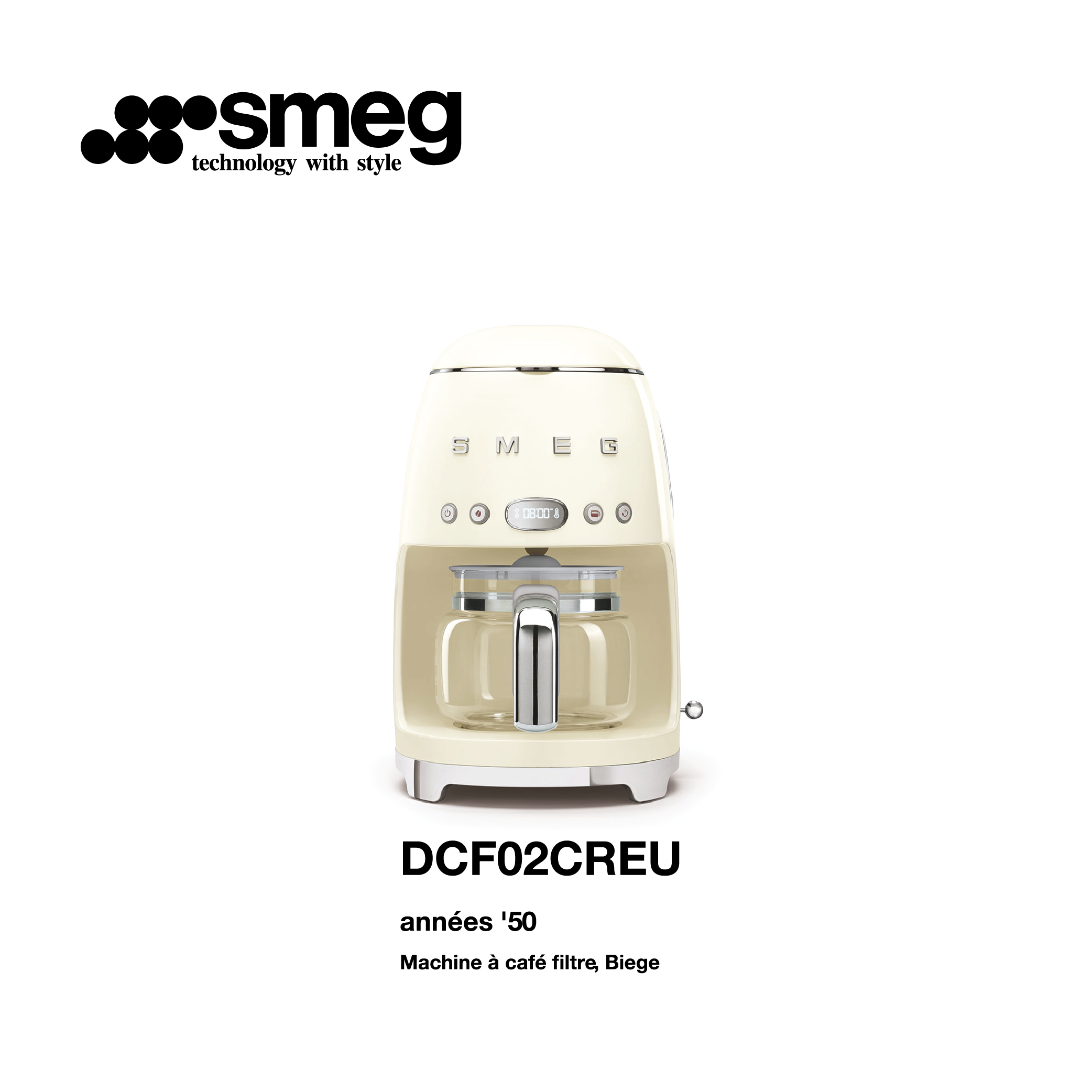 machine à café filtre smeg couleur Beige DCF02CREU