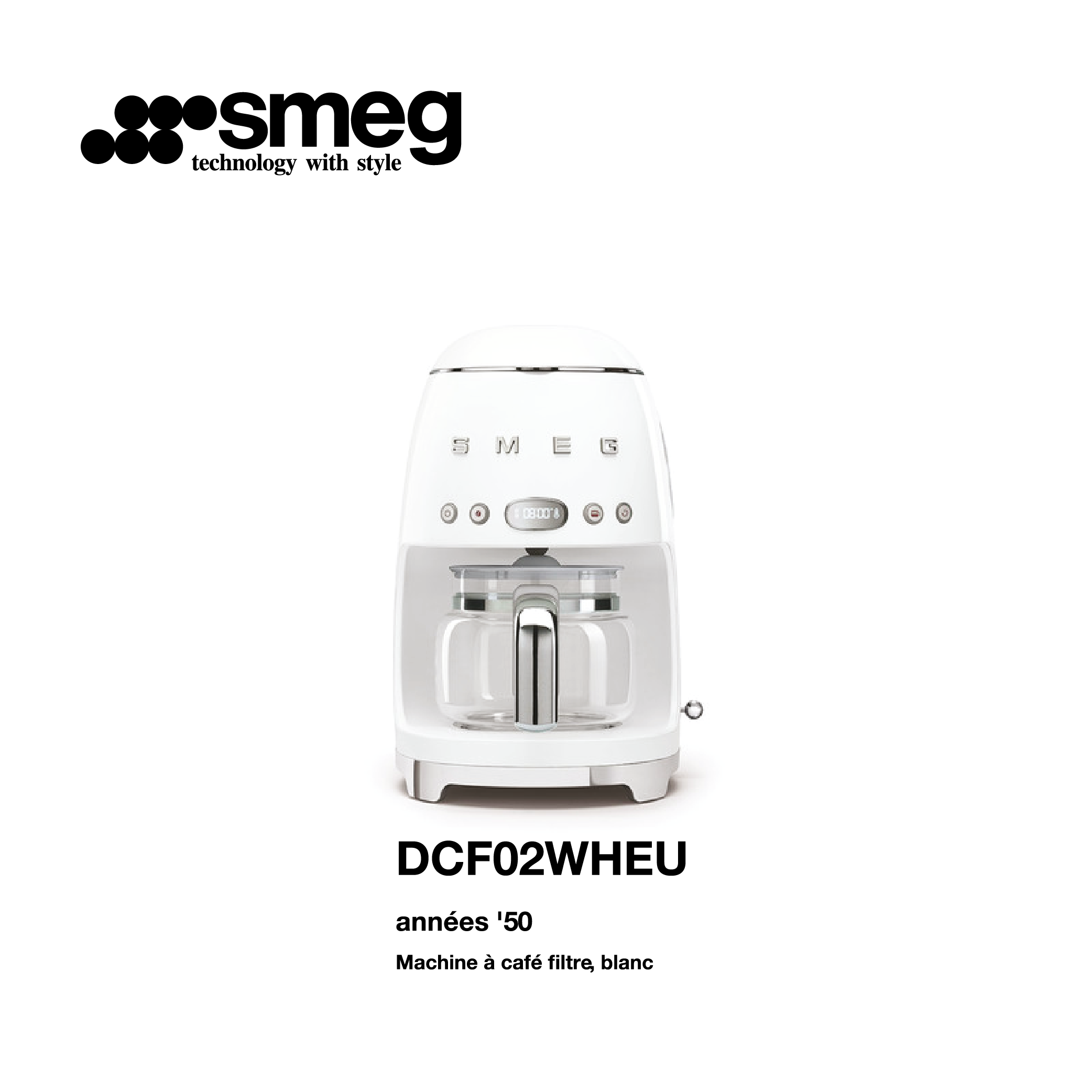 machine à café filtre smeg couleur blanc DCF02WHEU