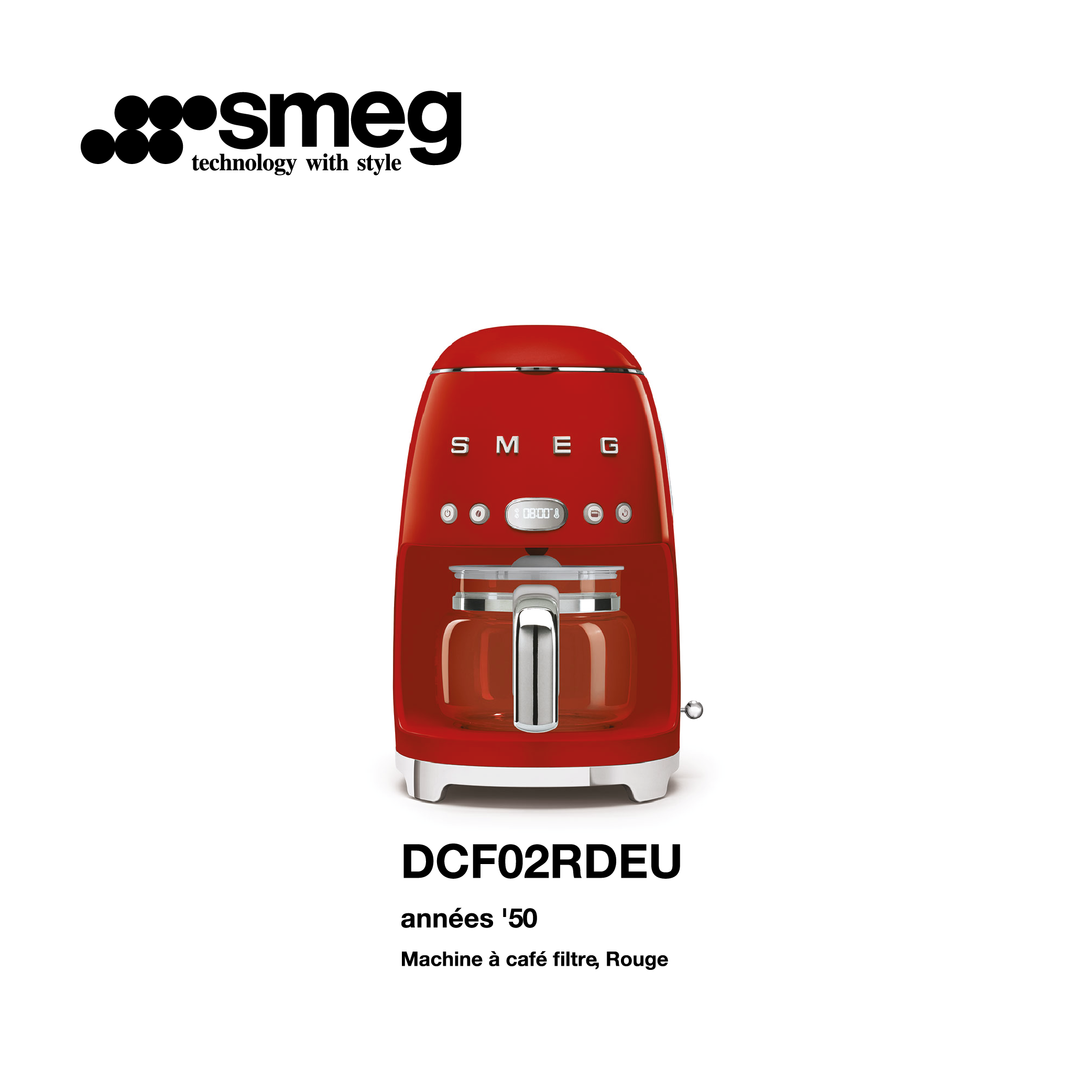 machine à café filtre smeg couleur rouge DCF02RDEU