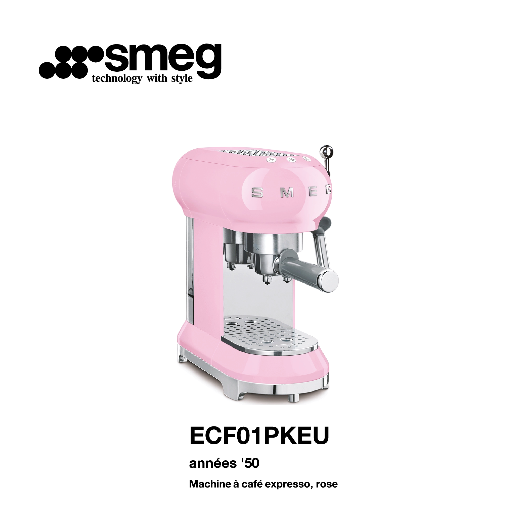 machine café expresso smeg couleur Rose ECF01PKEU
