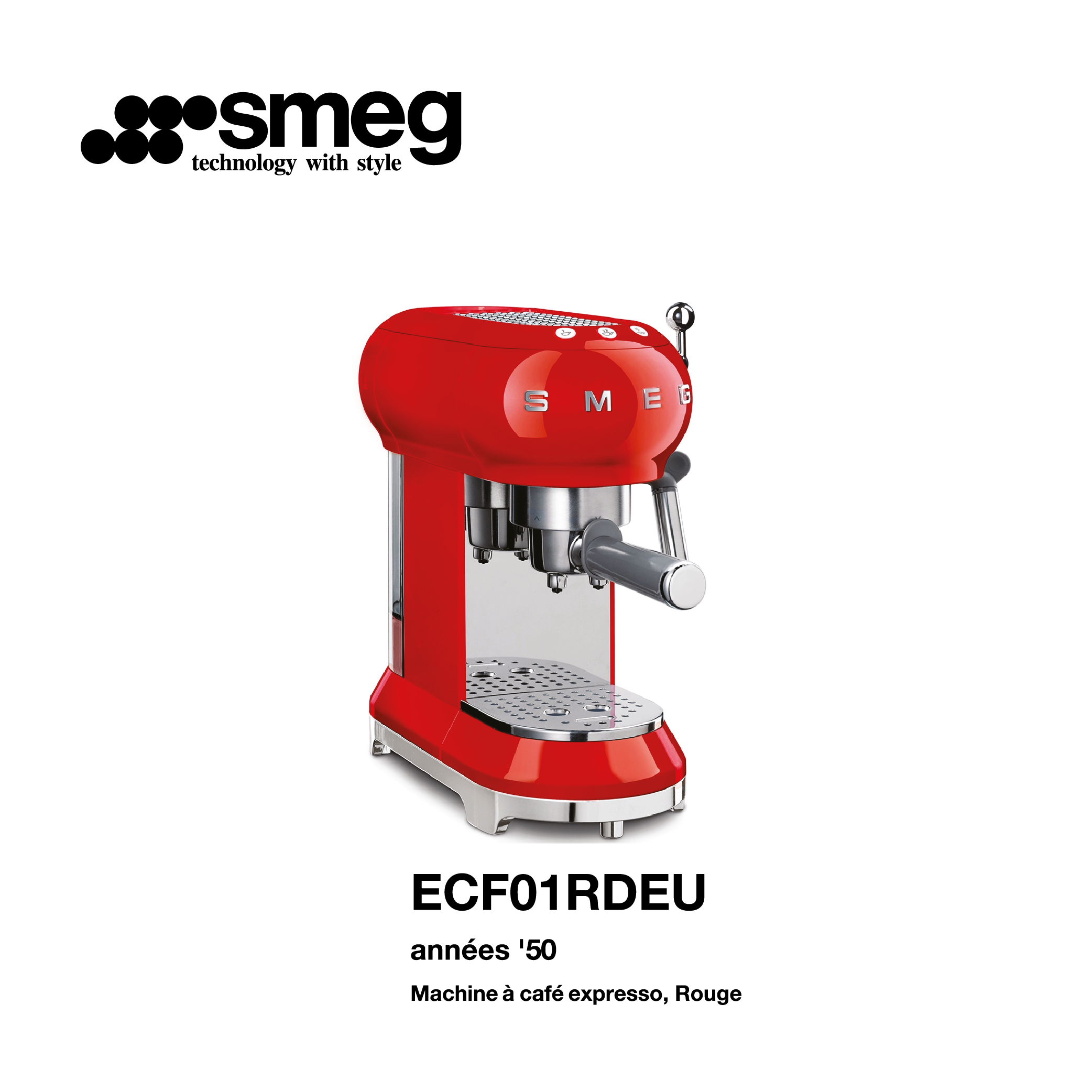 machine café expresso smeg couleur Rouge ECF01RDEU