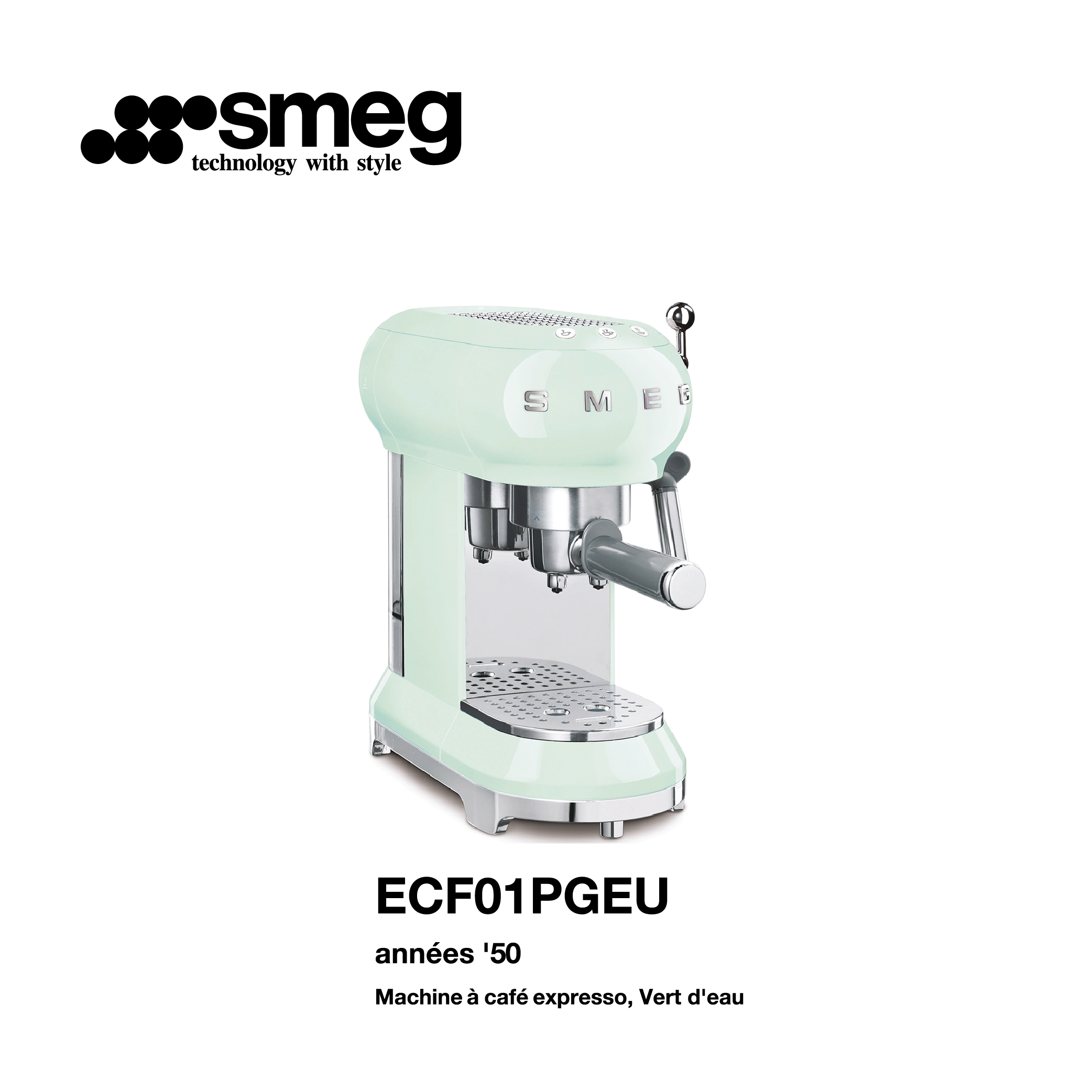 machine café expresso smeg couleur Vert d’eau ECF01PGEU