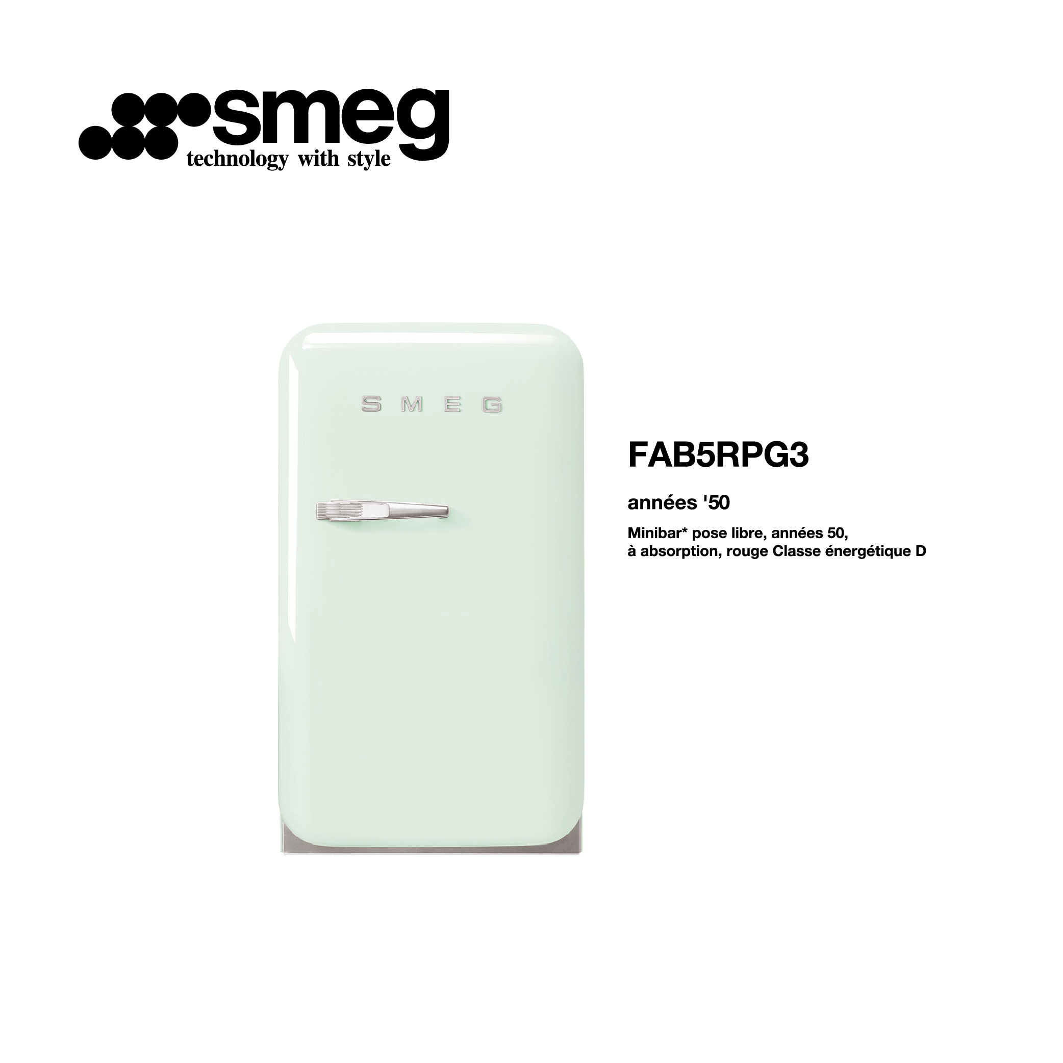 minibar refrigerateur congelateur pose libre a absorption couleur vert d’eau style vintage FAB5RPG3